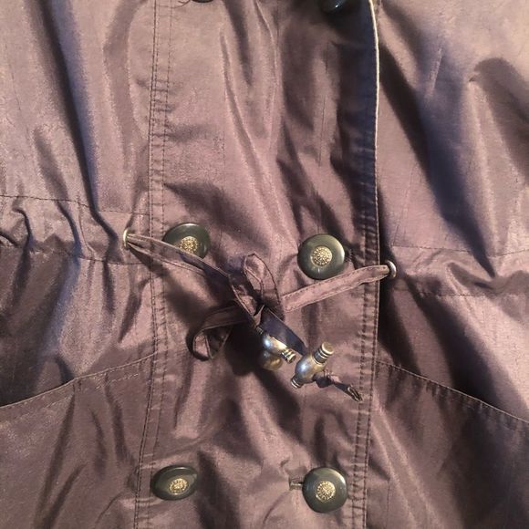 Rain Shredder Vintage Metallic hooded Double Button Up Trench Coat - Picture 2 of 8
